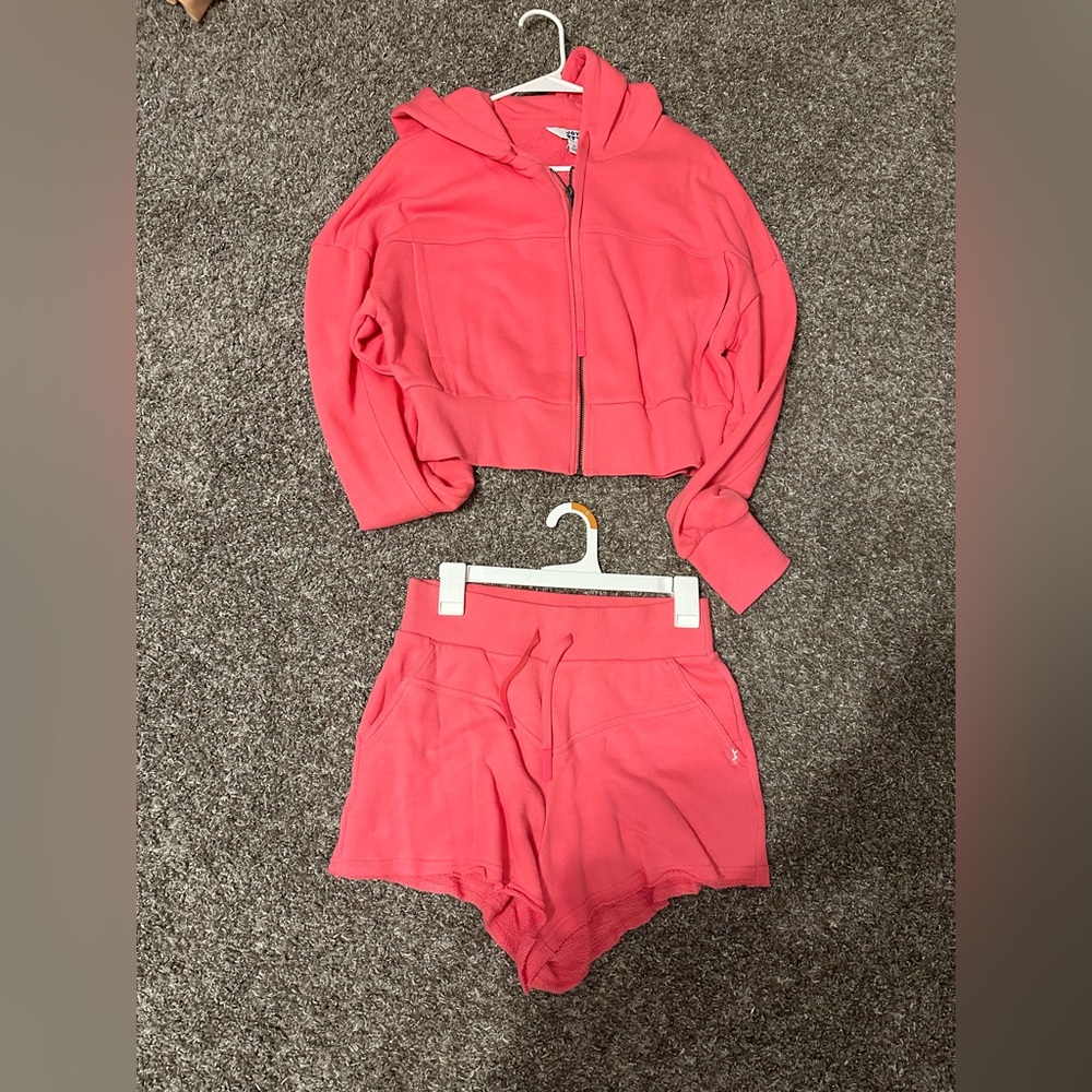 WOMENS JOYLAB HOODIE & SHORT SET MEDIUM SMALL PINK